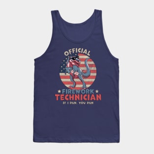 Official Firework Technician 4th of July Dinosaur T-rex Tank Top